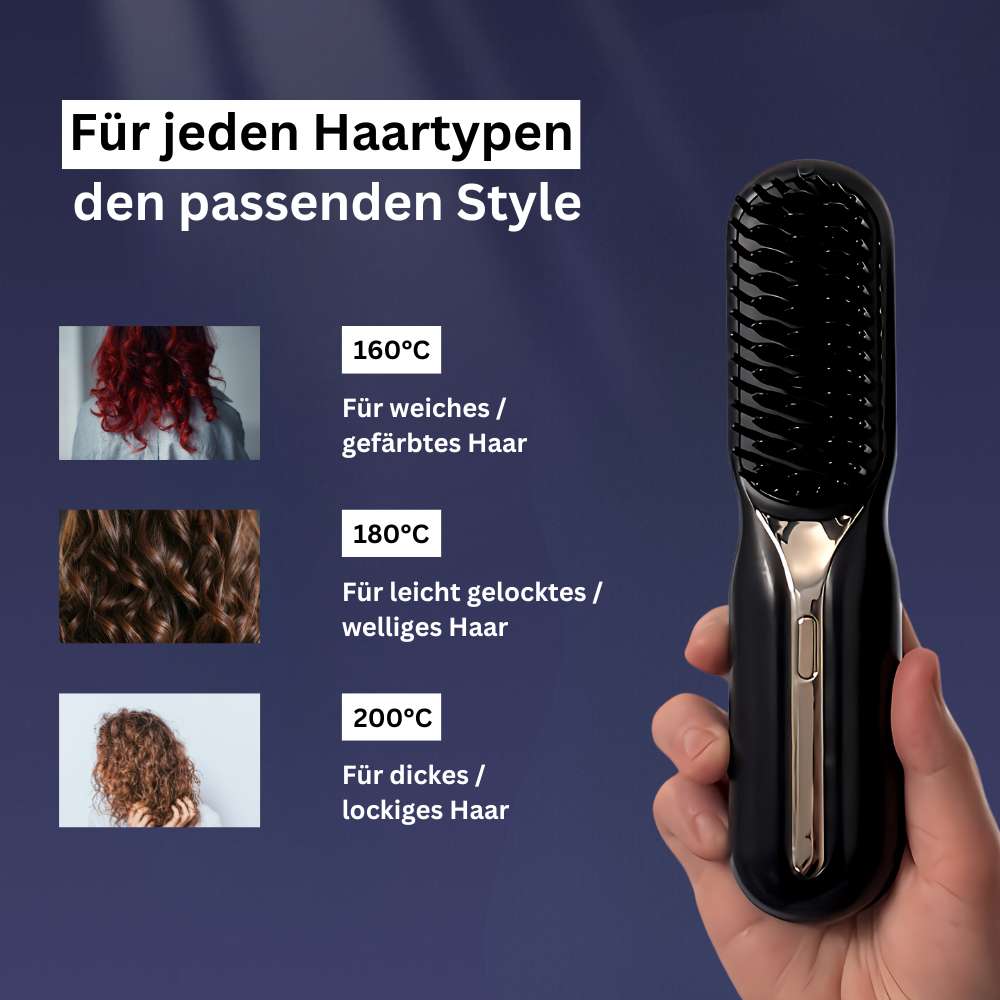 Pulora Haarbürste | 2 in 1 Kamm + Glätteisen